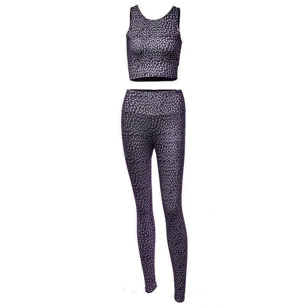 

Women Yoga Clothes O-Neck Sleeveless Vest Pants Dot Printed Slim Sportswear Fitness, Sporting, Yoga, etc Set