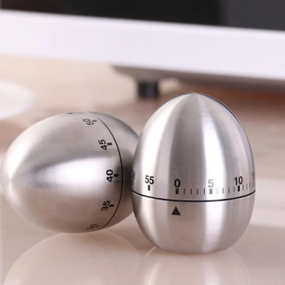 GT 2pcs/set Kitchen Timer Mechanical Cute Apple Egg Tomato Kitchen Cooking Timer Alarm 60 Minutes 360 Degree Stainless Steel