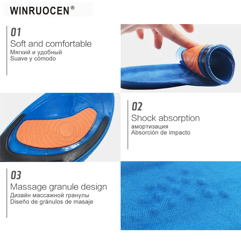 WINRUOCEN السيليكون نعال جيل عالية الجودة العناية بالقدم ل التهاب اللفافة الأخمصية كعب حفز تشغيل الرياضة النعال صدمة امتصاص منصات