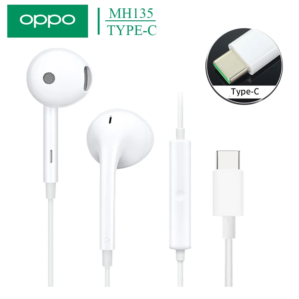 

Original OPPO MH135 Earphone With Microphone TYPE-C Plug For Reno r15 r17 FIND X A1 A3 A5 For Samsung Xiaomi Huawei