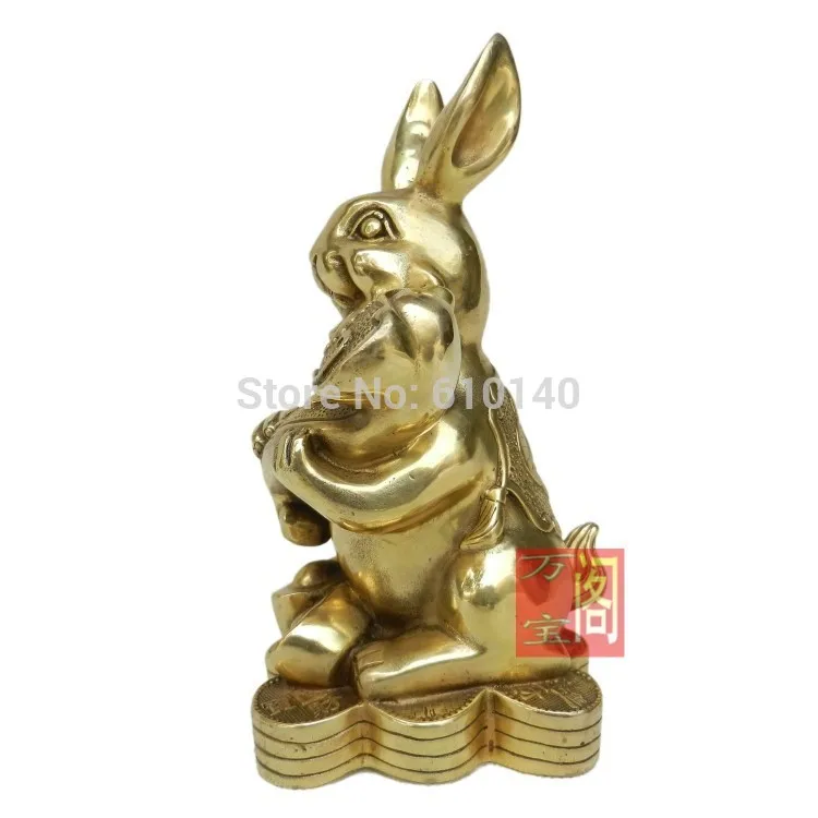 

Copper Zodiac ingot bottom feng shui ornaments rabbit