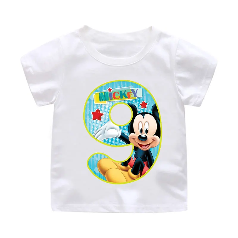 ZSIIBO Birthday T-shirt Boy Girl Letter Cartoon Mouse Print Summer short sleeve O-neck Tees Children clothing Kids tops CX6L102 - Цвет: Bai09