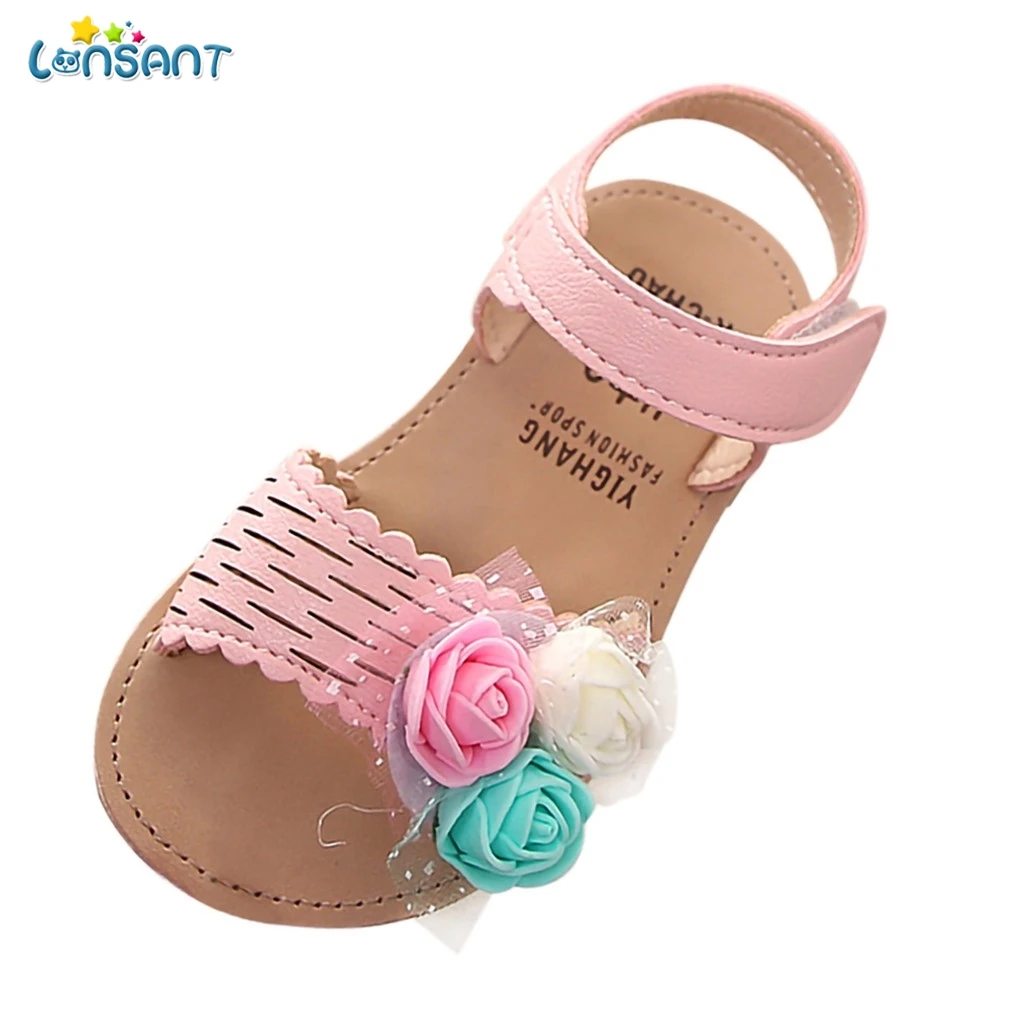

LONSANT Girl Sandals Summer Casual Fashion Infant Kids Girls Soft Sole Flower Princess Sandals For Baby Little Big Girl's Shoes