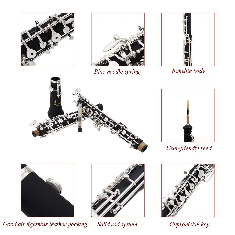 Профессиональный oboe C Ключ Мельхиор покрытый серебром деревянный музыкальный инструмент для начинающих с лубрикантом отвертка чехол сумка