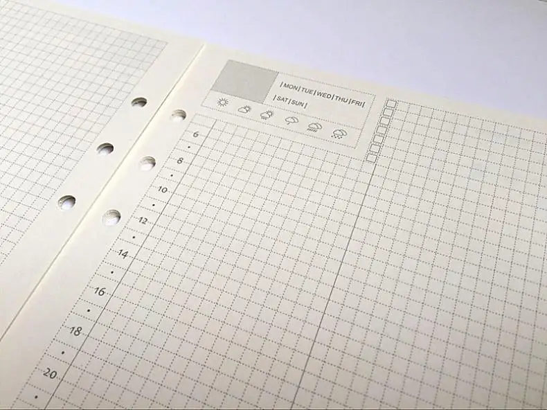 

A5 Loose Leaf Notebook Refill Spiral Binder Planner Inner Page Inside Paper Diary Weekly Monthly Plan To do Line Dot grid