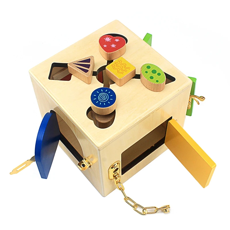 Juego de caja de bloqueo multifunción para enseñanza Montessori, juguetes de educación temprana para niños y niñas - 1