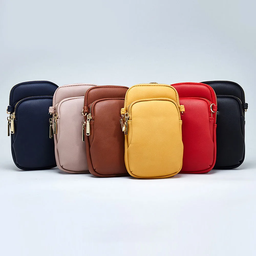 

New Young Lady Phone Package Han Edition Pure Color Single Shoulder Bag Fashion Simple Aslant Package Cosmetic Bag Zipper