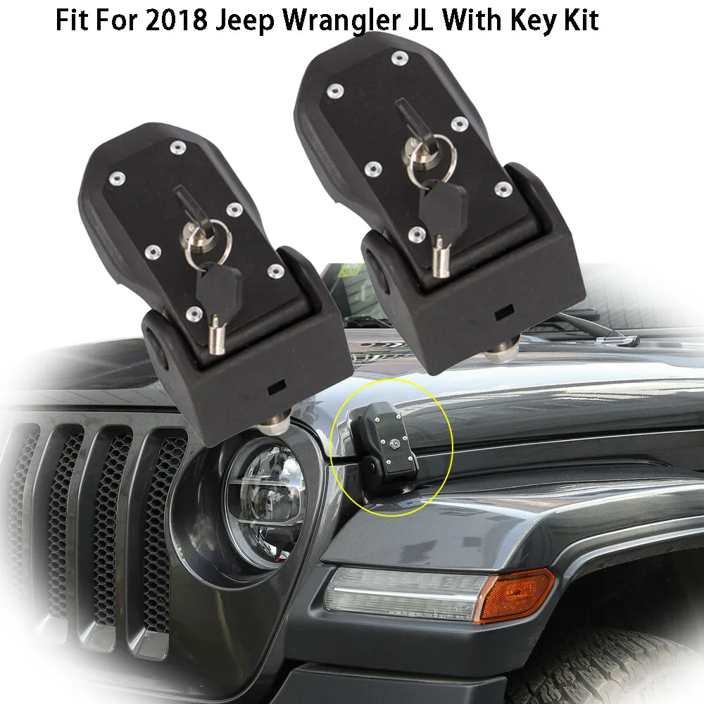 2 шт. защелки пряжки защелки с комплект ключей, пригодный для Jeep Wrangler JL 2007- Jeep Wrangler Jk
