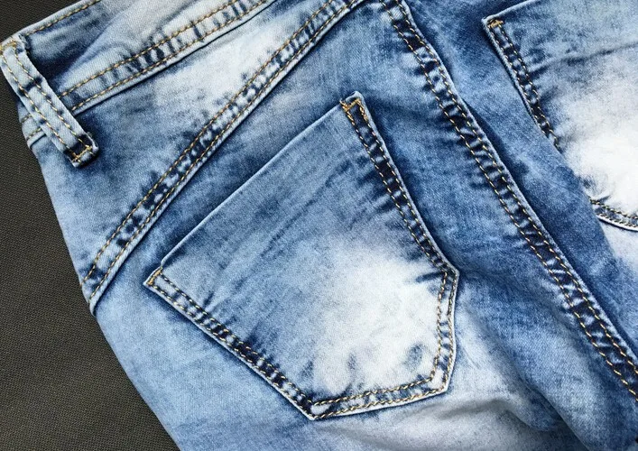 Большие размеры женские синие узкие рваные прямые джинсы брюки с высокой талией, из лоскутов потертые эластичные джинсы брюки