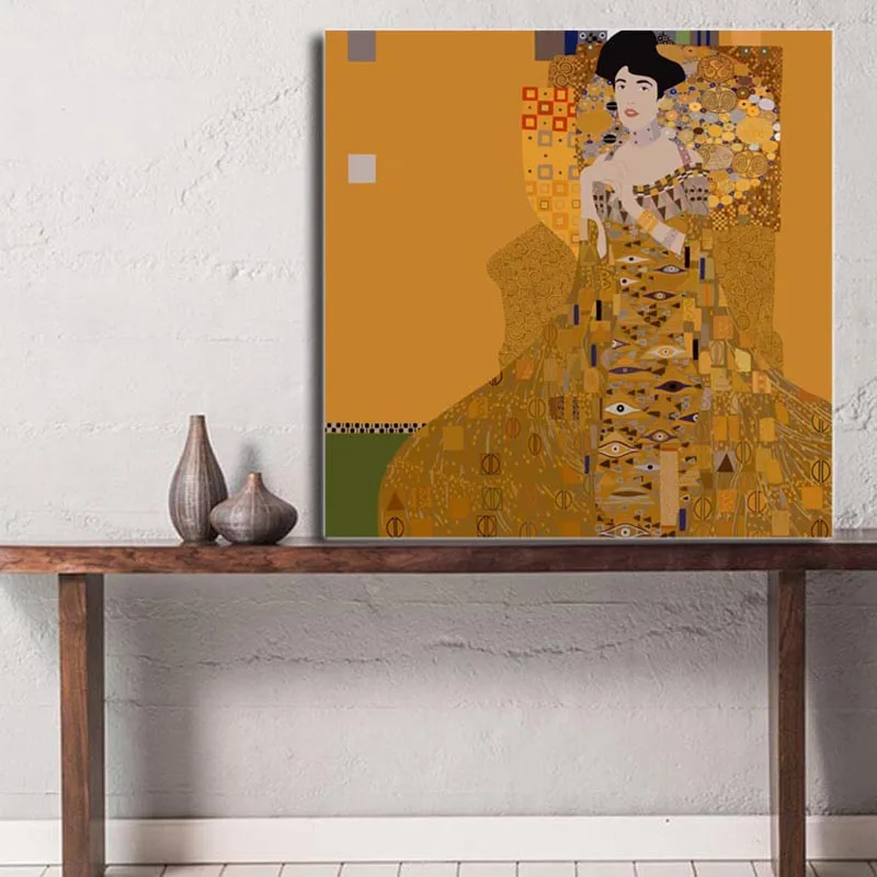 

Klimtes Portrait of Adele Bloch-Bauer Wall Art Canvas Painting Poster Oil Print Picture for Living Room Home Decoration