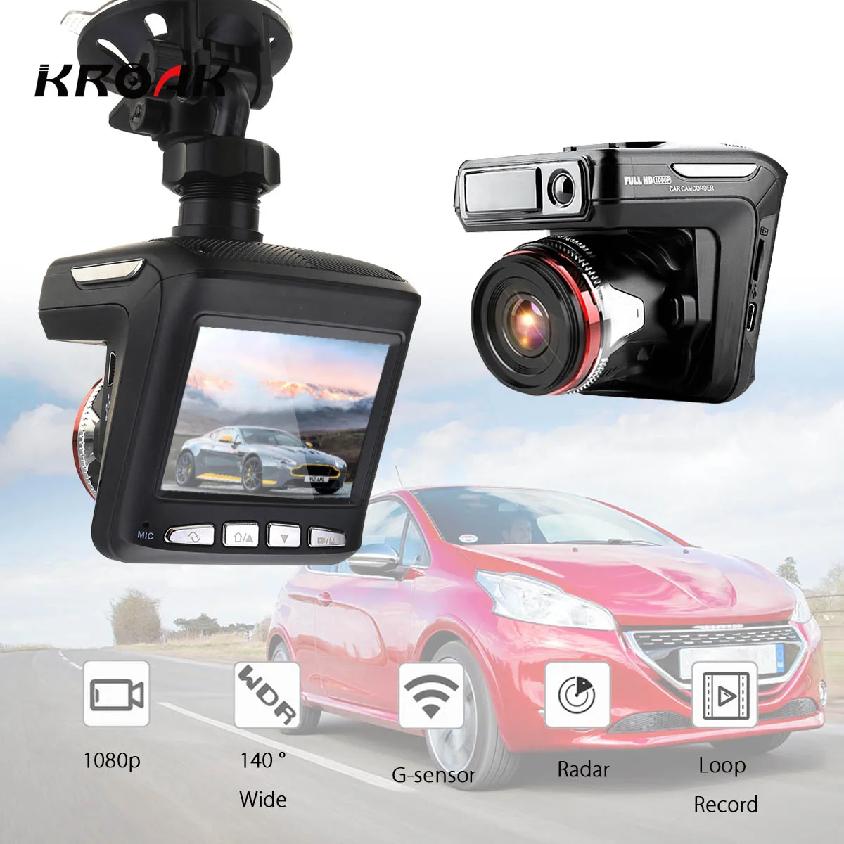 

3 in 1 Car DVR Full HD 1080P Radar Detector Camera GPS 140 Degree Angle Car Video Recorder Dash Cam 2.4'' LCD Driving Recording