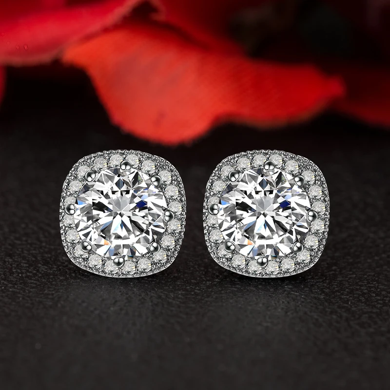 9.5mm Fashion Women earrings AAA Cubic Zircon Copper Micro setting CZ stones Stud | Украшения и аксессуары