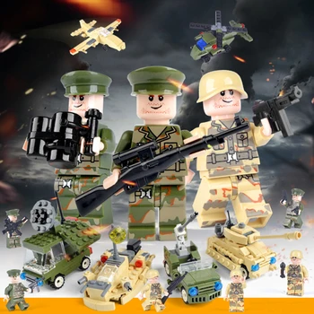 

New 6pcs Puzzle toys for children Modern Military Armed Forces SWAT Jungle Maze Mini Sences Building Blocks Children Gift