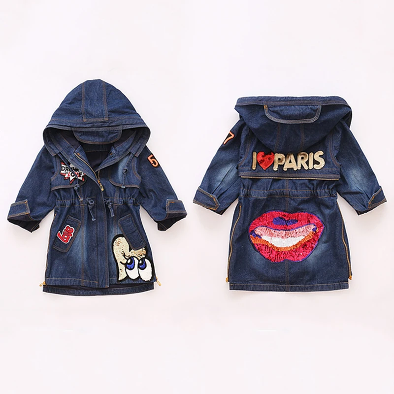 

Children Denim Jacket Autumn Winter Girls Soft Cowboy Long Sleeve Coat Toddler Kids Casual Jeans Clothes