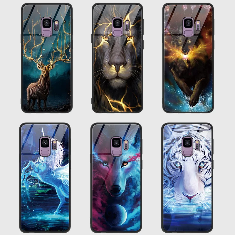 

Tempered glass Animal phone case For Samsung Galaxy S8 S9 Plus Note8 Note9 Soft Cover TPU Fundas Coque Luxury For Galaxy S8 Case