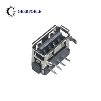 

10 Pcs/Lot Female Warp Edge Type A USB 2.0 DIP 4 Pin Socket Jack Connector Plug Socket with Cover Seat Welding Wire Adapeter 90
