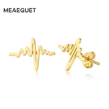 Пара сердцебиение ЭКГ женские золотые серьги-гвоздики подарок медсестры Ipn Bsn дизайн бренд нержавеющая сталь электрокардиограмма ювелирные изделия