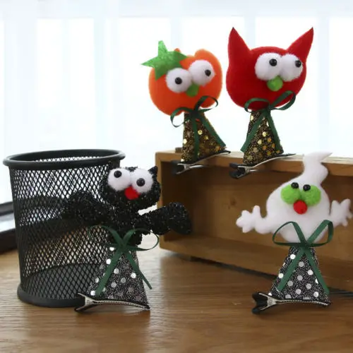 

New Fashion Kids Baby Girls Halloween Hairpins Mini Claw Hair Clips Clamp Cat Pumpkin Bat Ghost Hair Accessories Cute Gifts