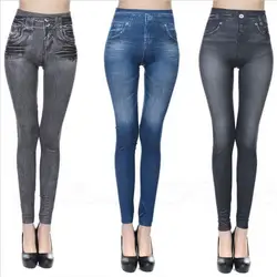Леггинсы Джинсы для женщин для с карманом джинсовые узкие брюки женские леггинсы для фитнеса плюс размеры легинсы