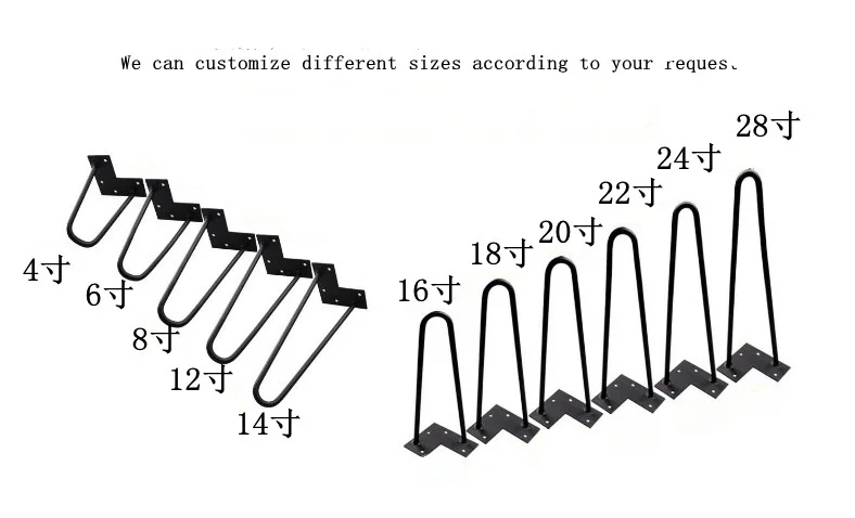 4 шт. u-образная металлическая шпилька, настольная ножка стола, кронштейн 4-10 дюймов, полностью Железный мебель, поддержка ног, диван шкаф, стулья, DIY оборудование