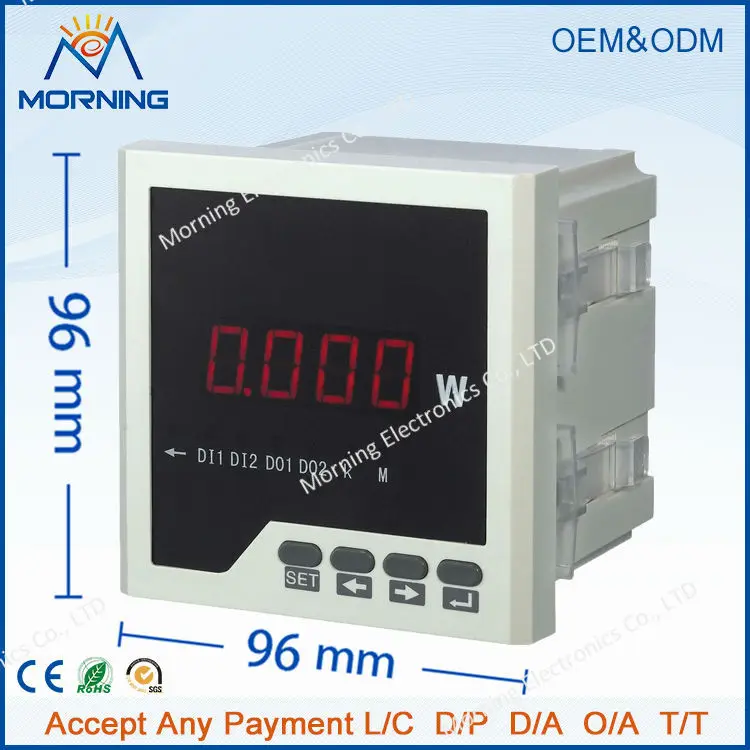 

P31 frame size 96*96 mm hot sell factory price single-phase led display ac digital active power meter, for industrial use