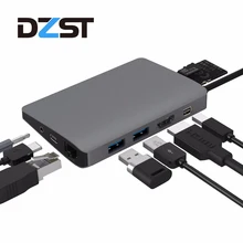 DZLST концентратор USB Type C к USB/HDMI/RJ45/Mini DP/SD кардридер аудио разветвители для MacBook samsung S9 huawei P20 Thunderbolt 3 концентратор