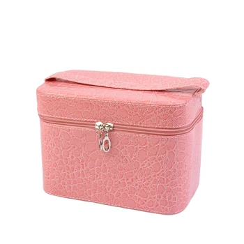 

2019 New mini alligator cosmetic cases small lady pu leather handbags women fashion trunk shape makeup bags bolsas qn104