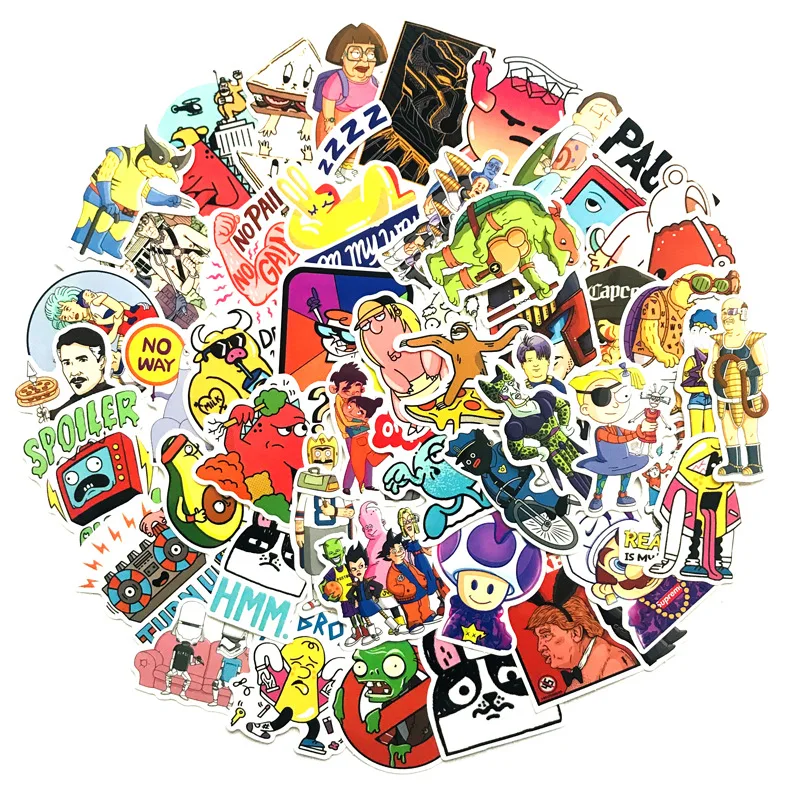 

50pcs Funny Doodle Cartoon Cute Sticker Colorful Anime Doodle Laptop Fridge Luggage Suitcase Bicycle Graffiti Sticker For Kids