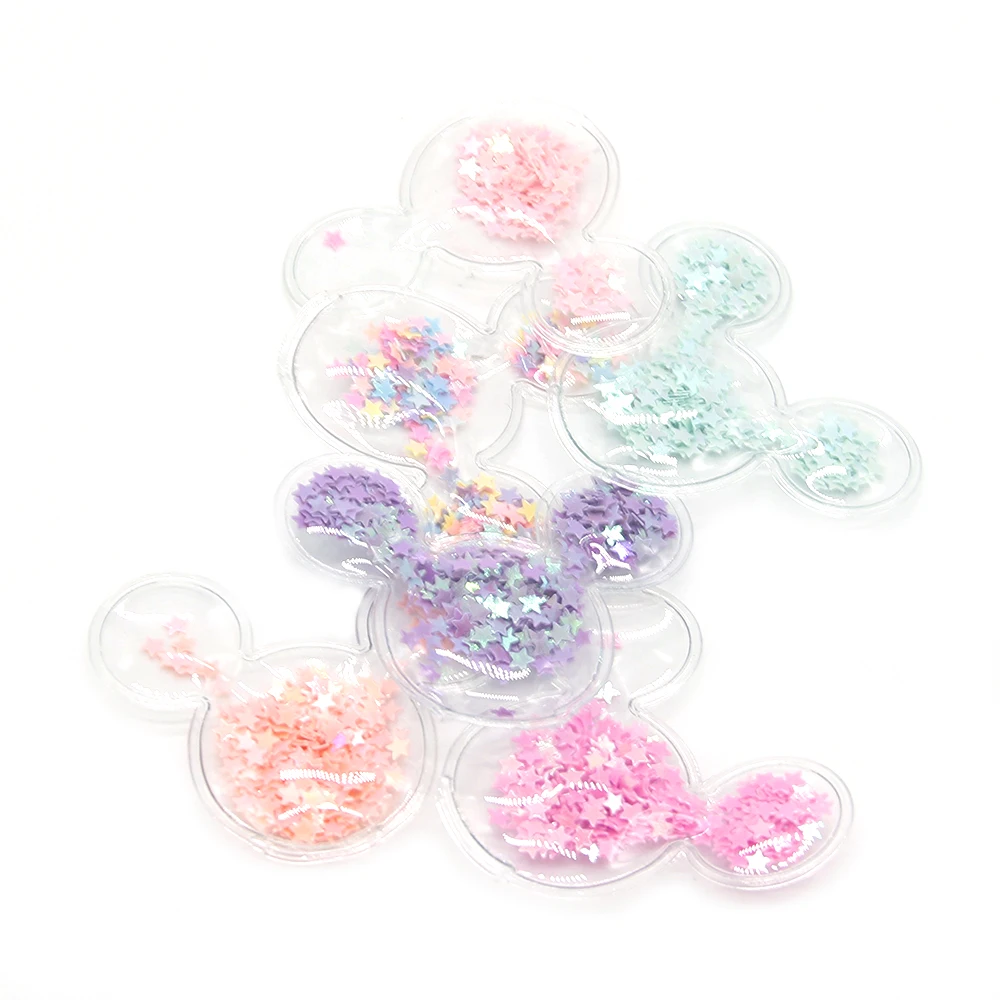 

New Animal 5Pcs Transparent Plastic Bag with Colorful Sequins DIY Accessories Hair Clips Craft Handmade Decoration,5Yc5847