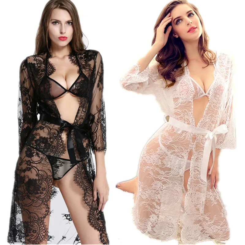 Women S Sleep And Lounge Hot Lace Robes Black And White Color Robes Bra