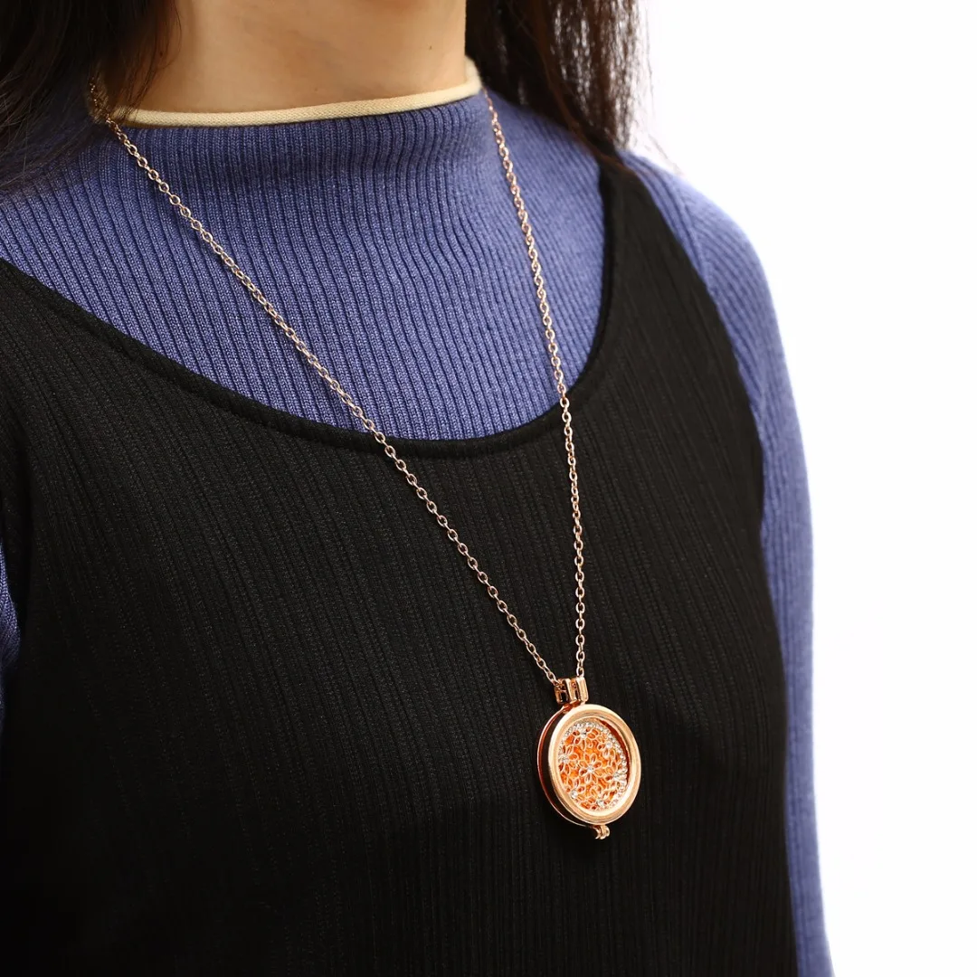 Shellhard Leaf Flower Hollow Chain Necklace Charms Aromatherapy Essential Oil Diffuser Locket Necklace Women Fashion Jewellery