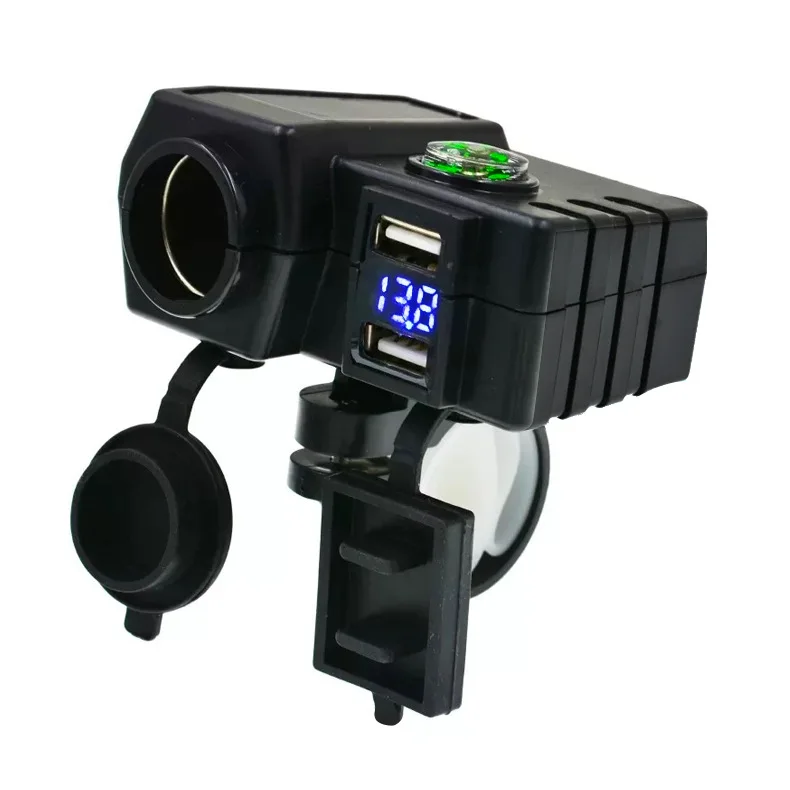 

Dual USB Motorcycle handlebar Charger Adapter Waterproof with Switch Button Cigarette Lighter Socket 12V 24V Phone Charger