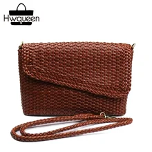 Вязание дизайнерские туфли-лодочки из натуральной кожи женские маленькие тканые клапаном сумка, сумка на плечо Винтаж женский Для женщин плечевой ремешок сумка