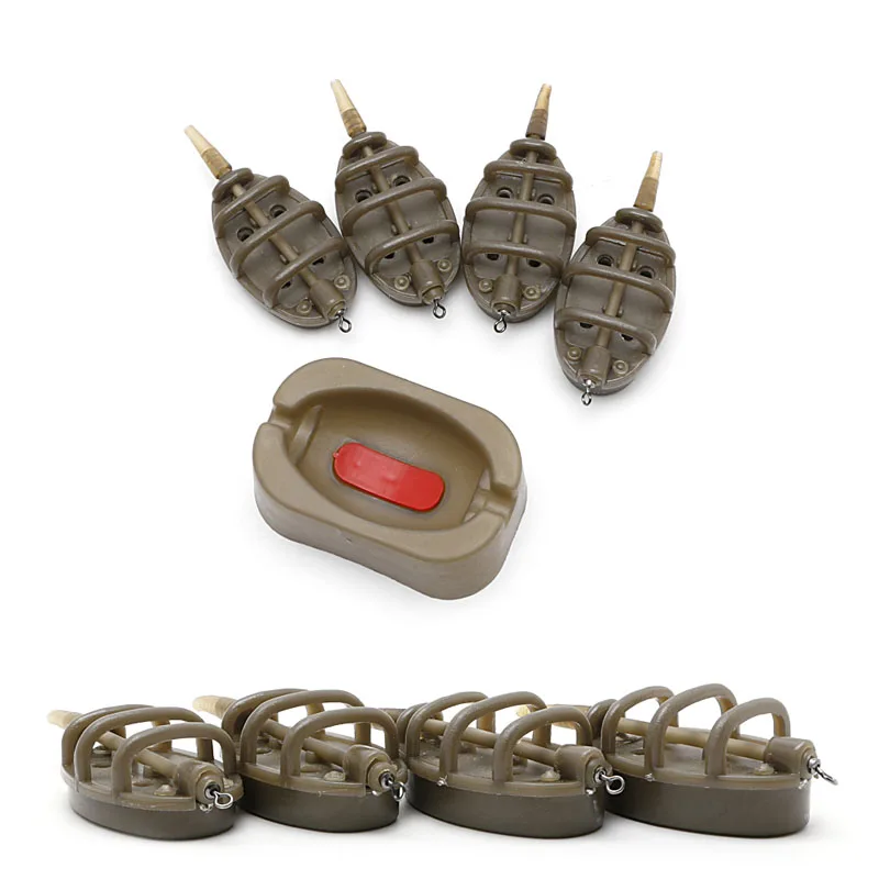

1 set(4Pcs) Fish Hunting Tool Carp Fishing Inline Method Feeder 4 Feeders 15/20/25/35g 30/40/ 50/60g Mould Set Terminal Tackle