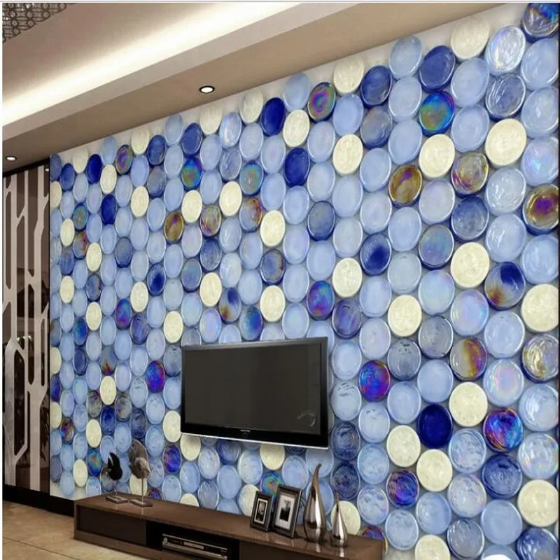 

wellyu Custom large-scale mural 3d wallpaper European style tile mosaic living room TV sofa background wall wallpaper