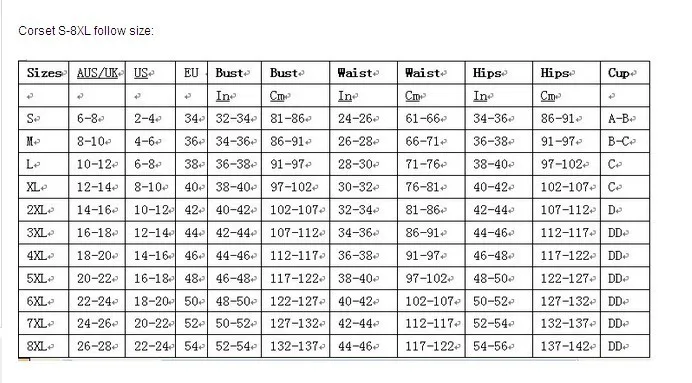 Corset size