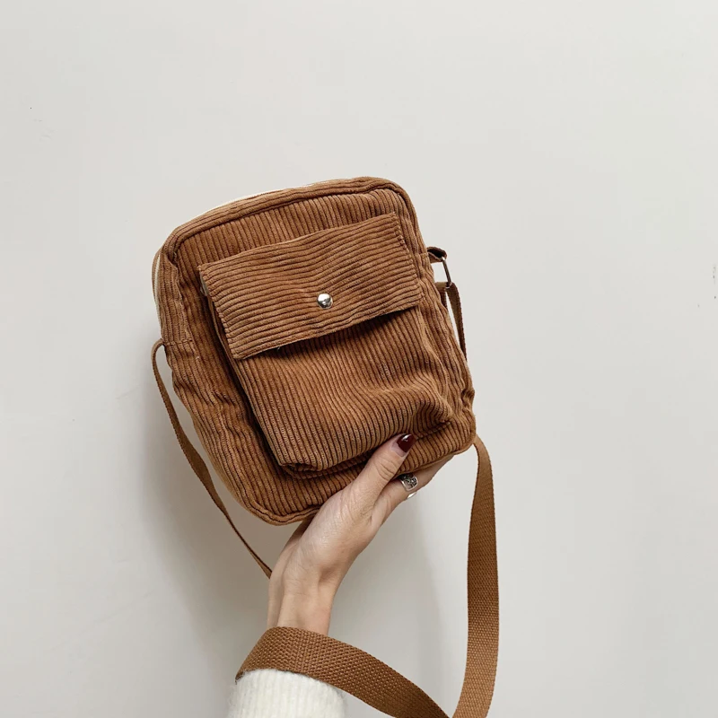 Small Corduroy Crossbody Bags For Women 2018 Simple Retro one shoulder