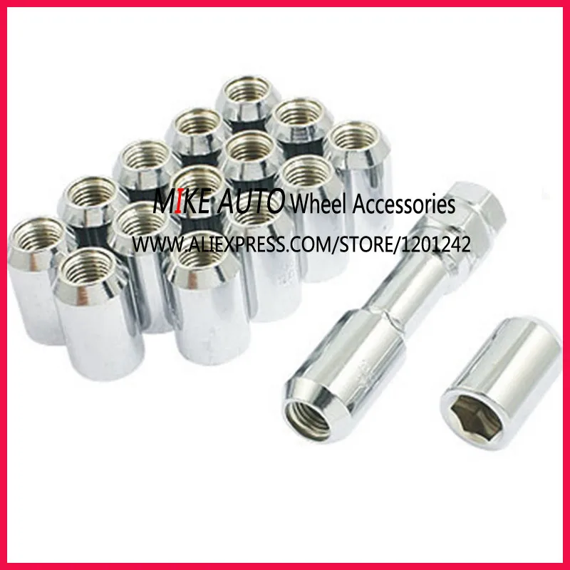 

16Nuts+1Key M12X1.5 Open End Carbon Steel Racing Wheel Tuner Lug Nut Security Lock For Car Wheel