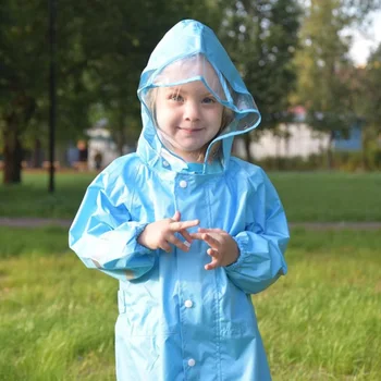 

QIAN 2-9 Years Old Jumpsuit Raincoat Hooded Cartoon Kids One-Piece Rain Coat Tour Fashionable Waterproof Children Rain Gear Suit