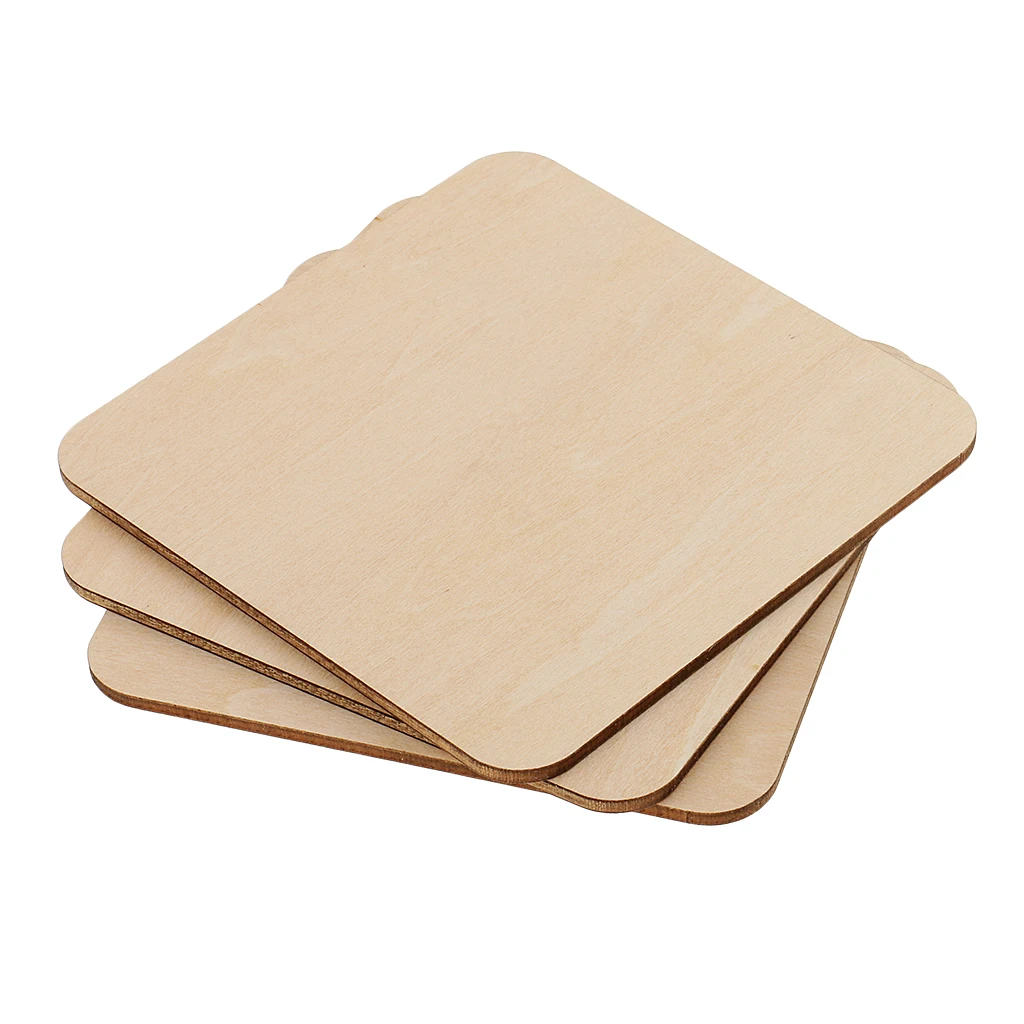 3 Sizes Square MDF Unfinished Wood Pieces Blank Plaque for DIY Craft Pyrography