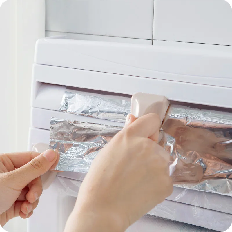  Kitchen Aluminum Film Cutter Paper Towel Holder Wall Mounted Roll Dispenser Cutting Foil Cling Wrap - 32893459159