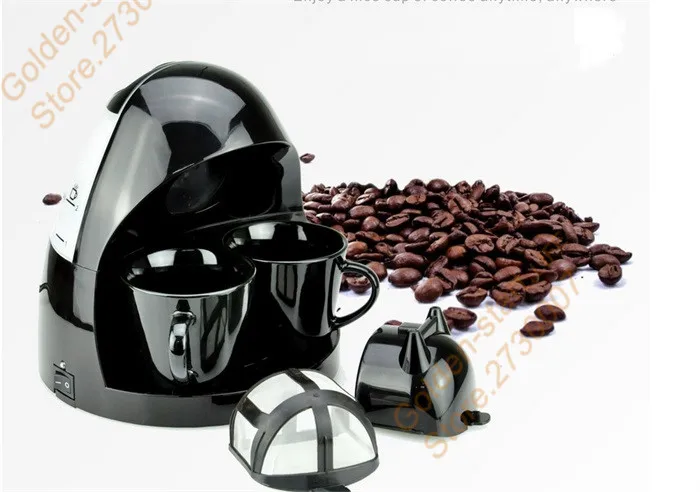Полностью автоматическая кофемашина для влюбленных, 220 В, 2 чашки, капельная Кофеварка, американский кофе для дома и офиса