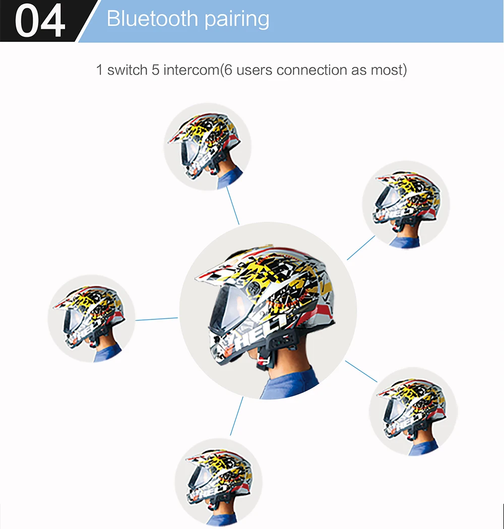 V6 1200M Шлем Интерком для 6 всадников Bluetooth Мотоциклетный BT переговорный мобильный беспроводной Comunicador Мото шлем гарнитуры
