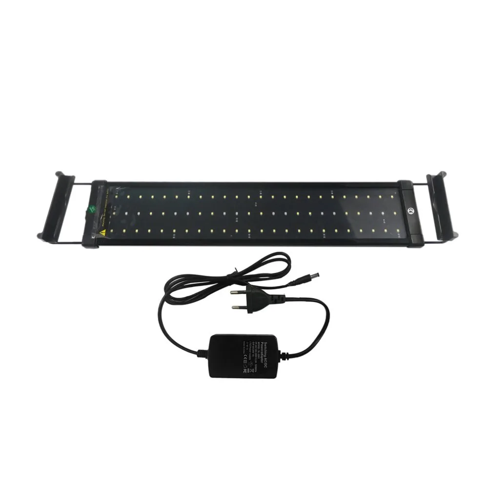 

60 White and 12 Blue LEDs Fish Aquarium Light Super Bright Fish Tank Light Lamp with Extendable Brackets Fits for Aquarium