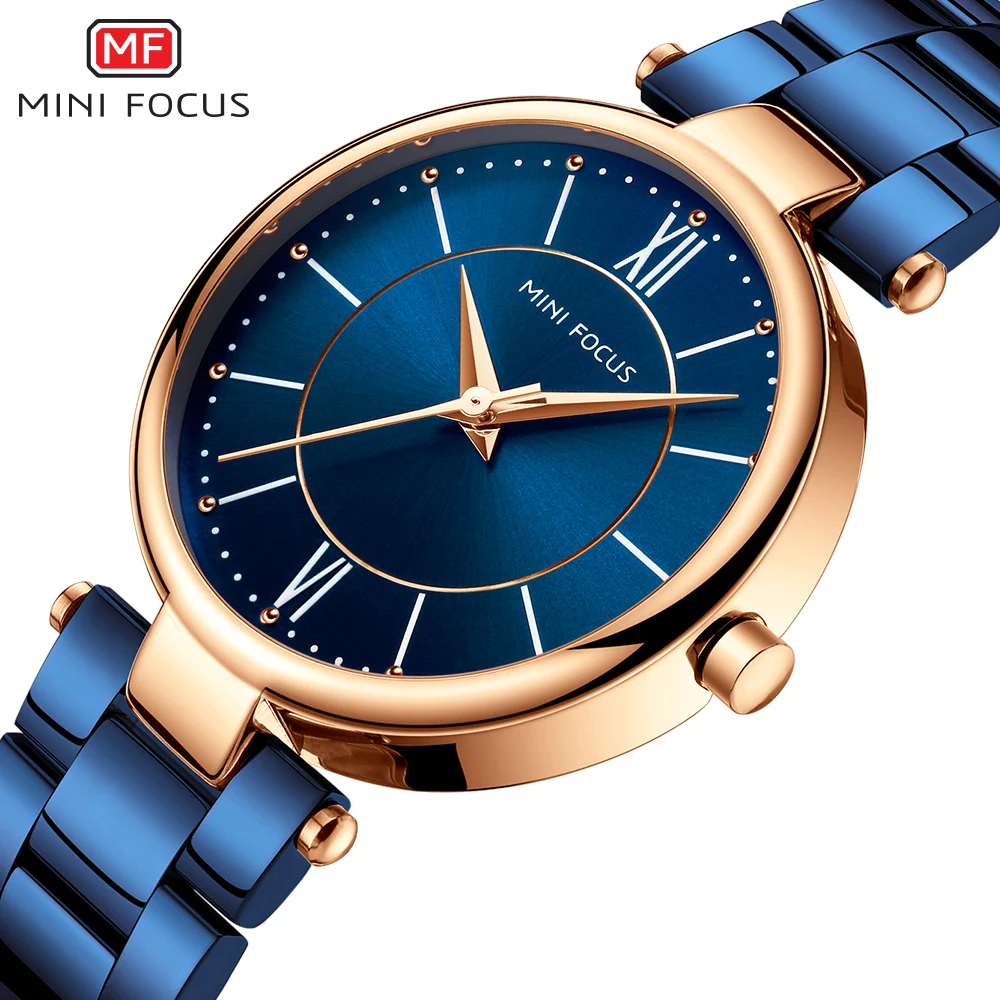 Relógio de Pulso Relógios de Quartzo Relógio de Luxo das Senhoras Minifocus Feminino Moda Inoxidável Pulseira Relógio Aço