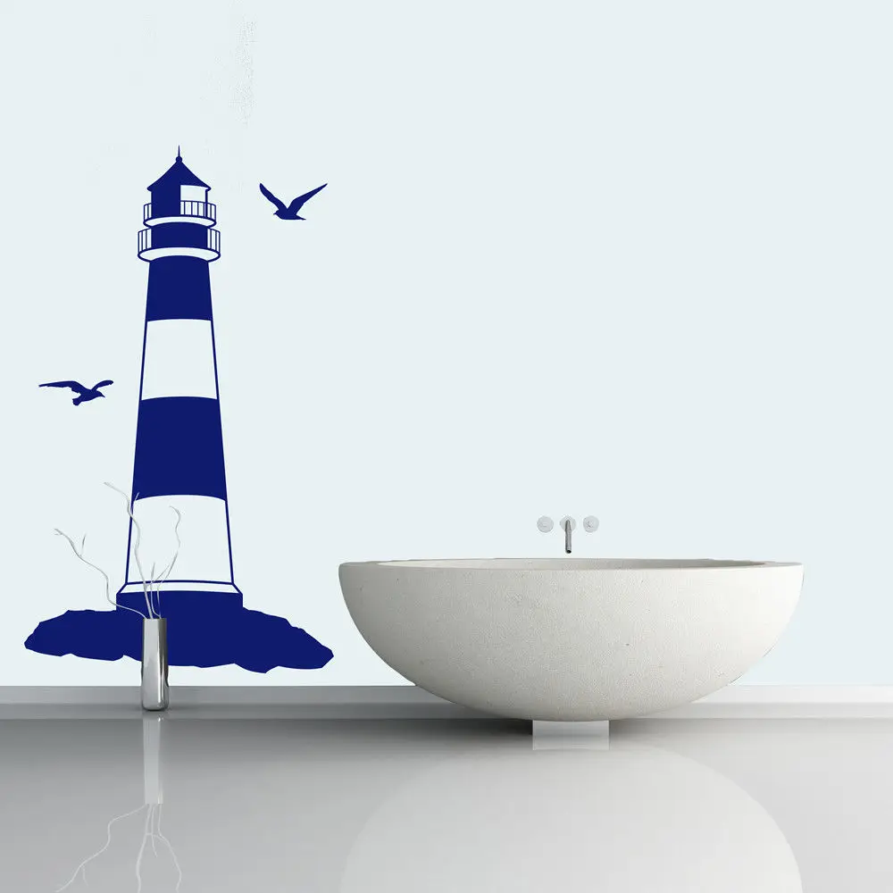 Lighthouse Sign Wall Decal Nautical Ocean Beach Vinyl Wall Sticker Bathroom Bathroom Living Room Home Interior Wall Sticker 1HH4
