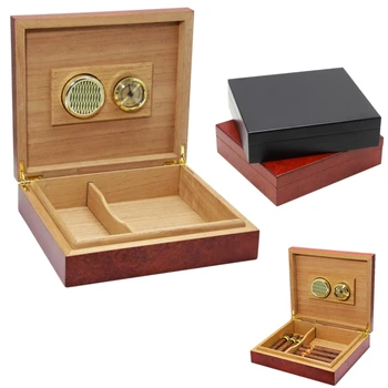 

Cigar Humidor Cedar Wooden Lined Storage Case Box with Humidifier Hygrometer