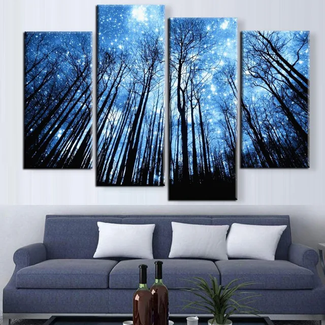 framed wall art 4 piece framed night star tree scenery wall art
