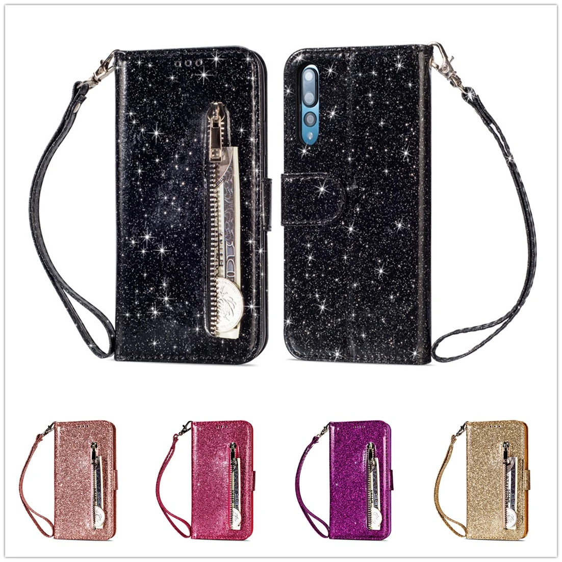 

P20 Lite Lady Wallet Phone Bag for Huawei Mate 20 Lite Flip Leather Cover Pro Bling Handbag for Huawa Mate 10 PU Holder Shell