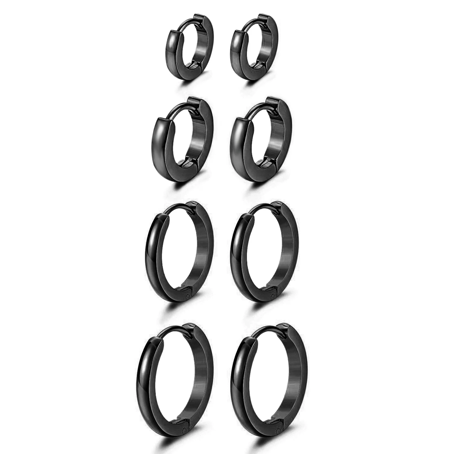 

BONISKISS Simple Gold Men's Hoop Earrings Women 316L Stainless Steel Hypoallergenic Jewelry Earring Set 7mm-14mm Round Bijioux